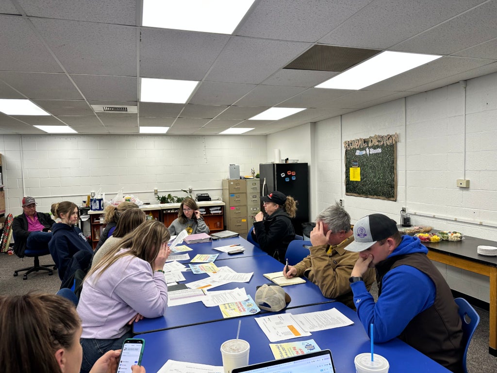 FFA officers and parents work together to plan upcoming events.