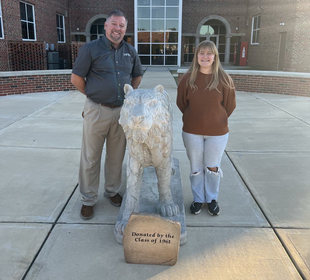 Mr. Jay Borden (left) and Hannah Miller (right) in the Tallassee High School Courtyard.
