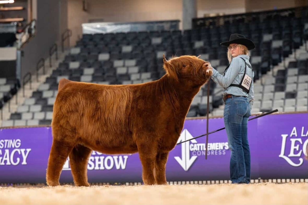 Alex Trapprich and her reserve champion division winning intermediate heifer, Kelsey.