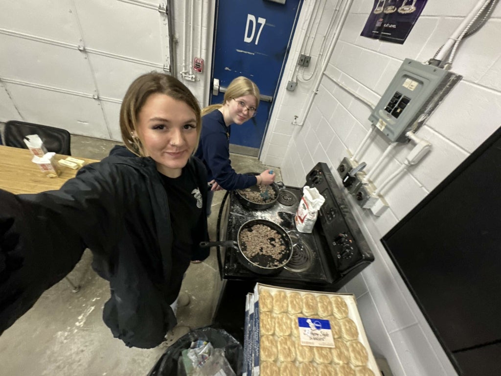 Upshur County FFA members prepare biscuits and gravy.