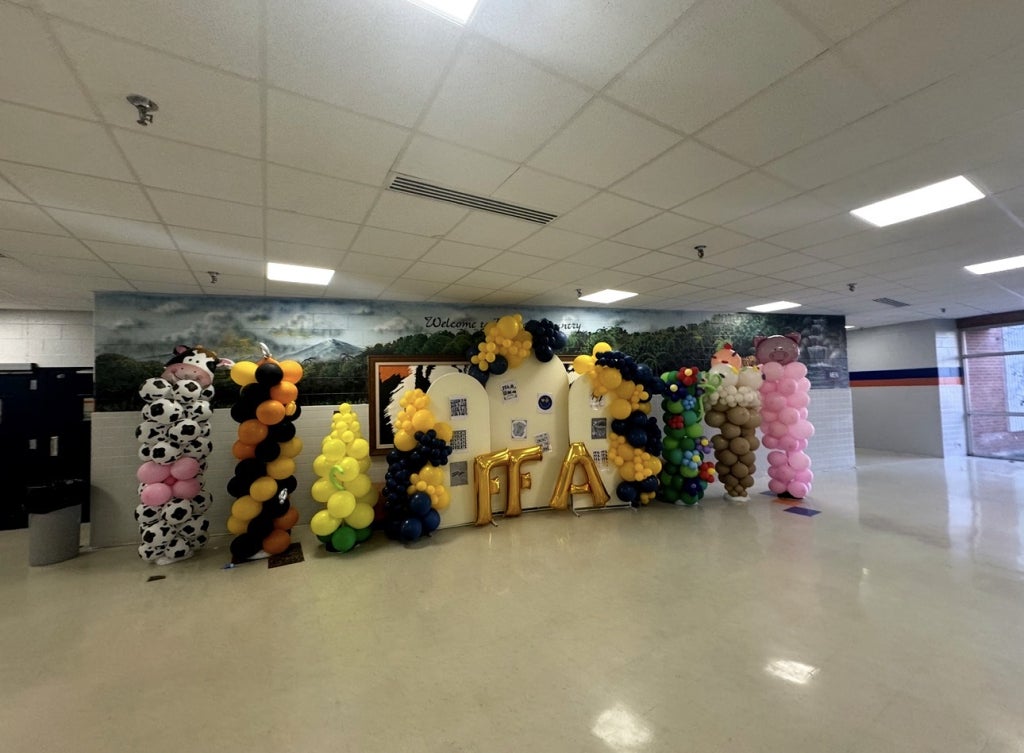 The Bassett FFA Chapter’s balloon display raises awareness about various agricultural career pathways.