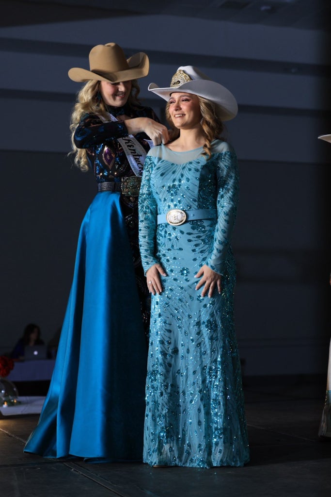 Chelsey Ruby receiving her Miss Teen Rodeo Kentucky sash.