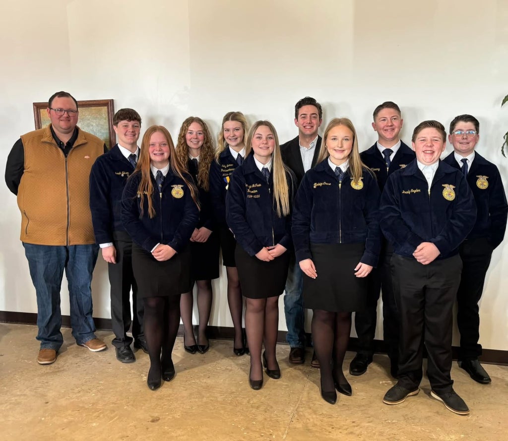 FFA members and officers attending church.