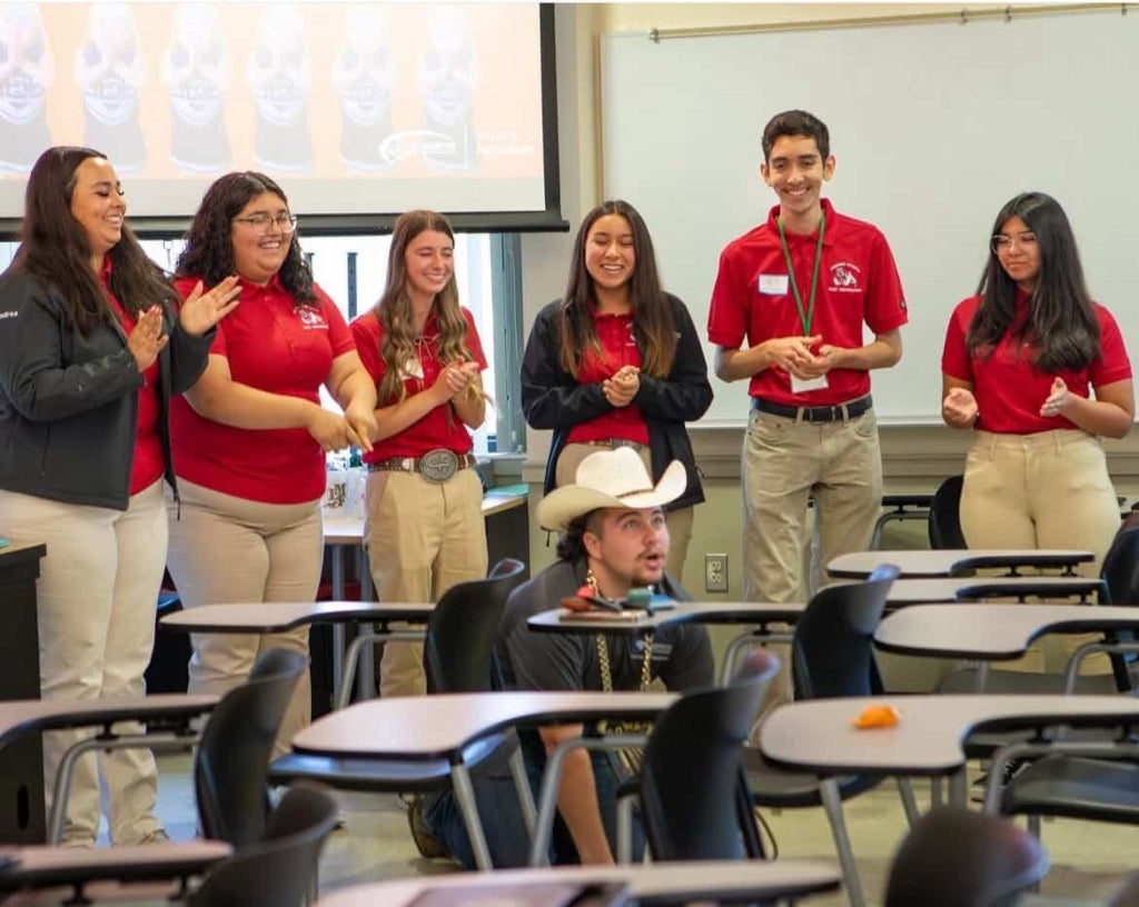 Alcaraz and Fresno State students.