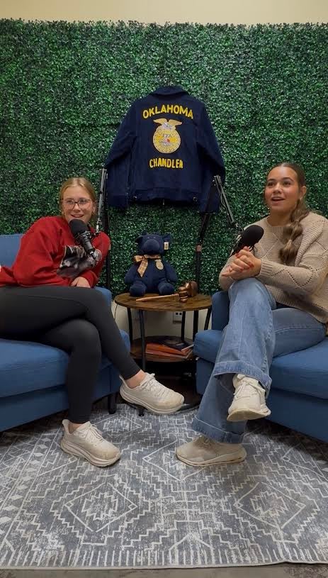 Recording the podcast.