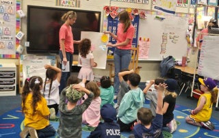 Currituck County FFA Officers teaching kindergartners photosynthesis