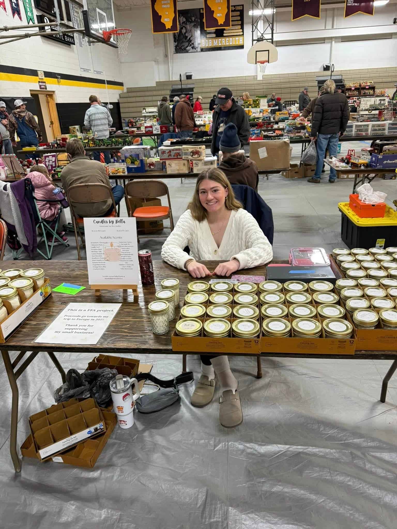 ROWVA FFA member selling candles.