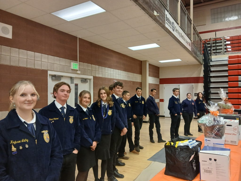 Members of the Madison FFA Chapter lining up to meet their supporters.
