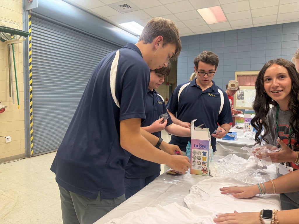 Boykin helps recruit freshmen members by helping with games and activities at Greenhand Night.