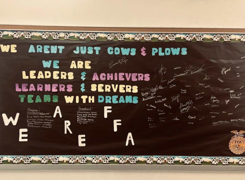 Mesa Vista promotes FFA with informational posters around the school in celebration of FFA Week.