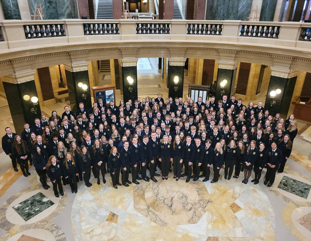 Wisconsin FFA members in the Wisconsin State Capitol.