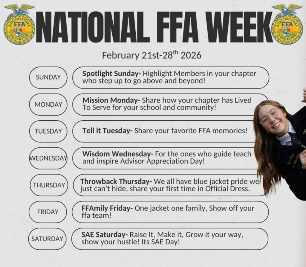 The South Dakota FFA Association’s social media challenge schedule.