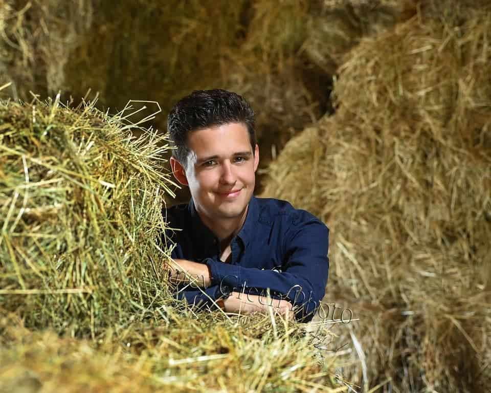Kyle Mazzola in his family’s barn.