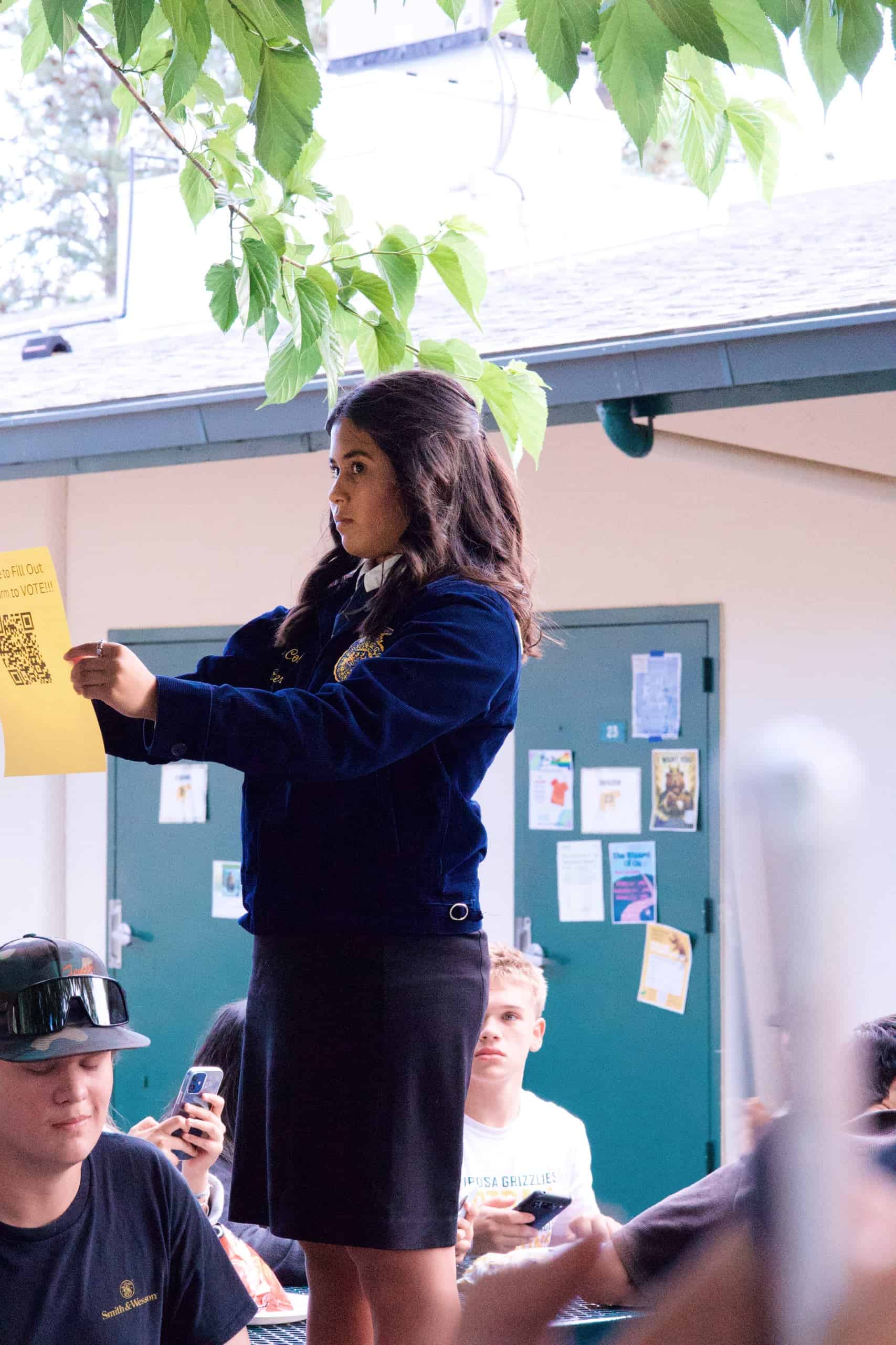 Cole at a Mariposa FFA election meeting.