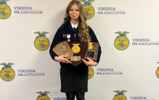 Sarah Craun of Turner Ashby High School places first in Prepared Public Speaking for the State of Virginia.