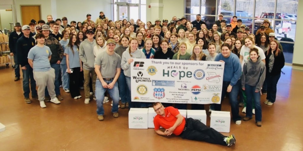 120 Franklin County FFA members gathered to pack meals for their communities.