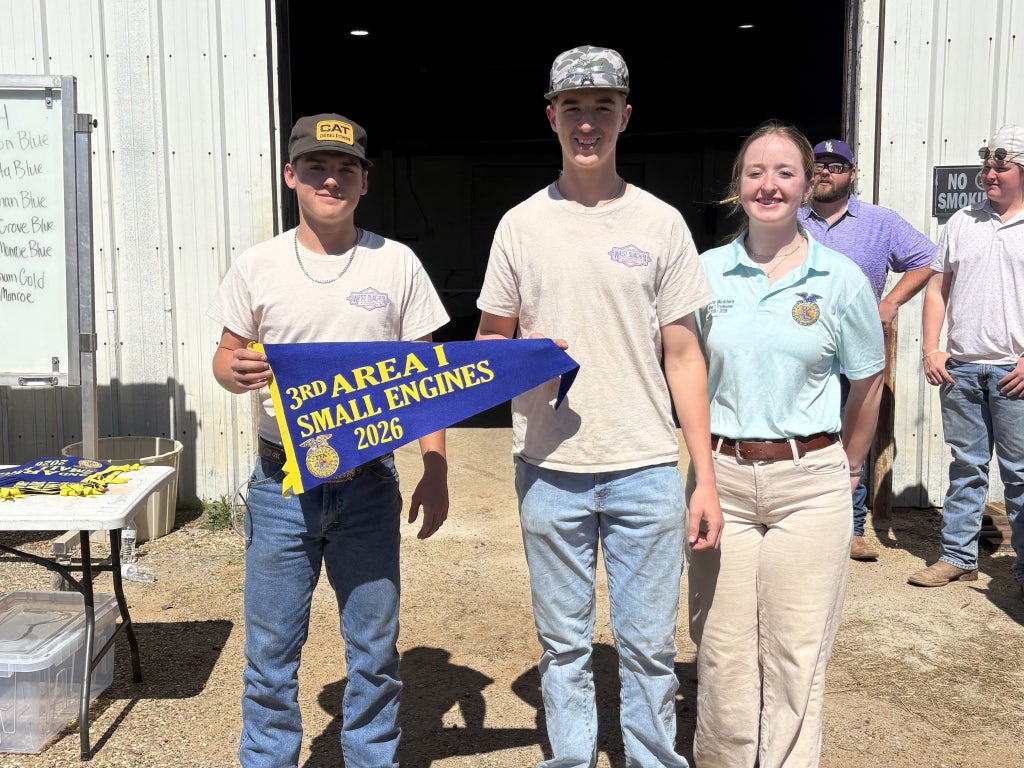 Taylor Nolan and his small engines teammate won third place at the Area 1 career development event competition.