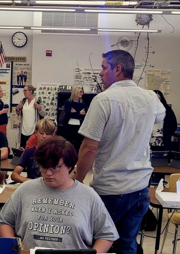 Mr. Austin teaches his fish, forestry and wildlife class at the Northfield High School.