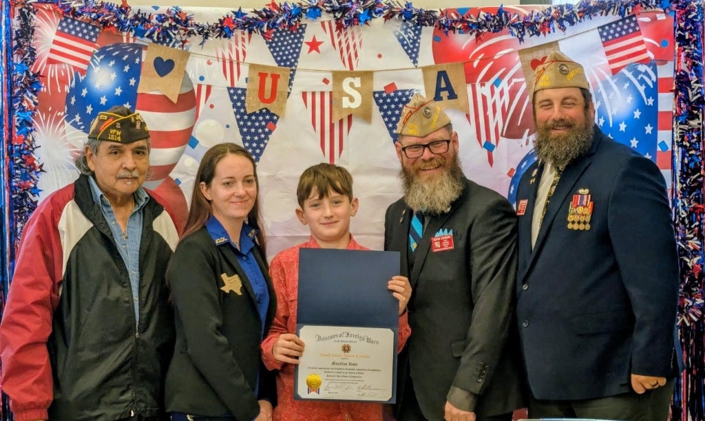 Macallan Rose receives second place in Patriot's Pen, a VFW essay contest.