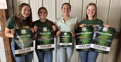 North Clay FFA Livestock Judging team after a successful at the Crawford County 4-H Livestock Judging Contest in Illinois.