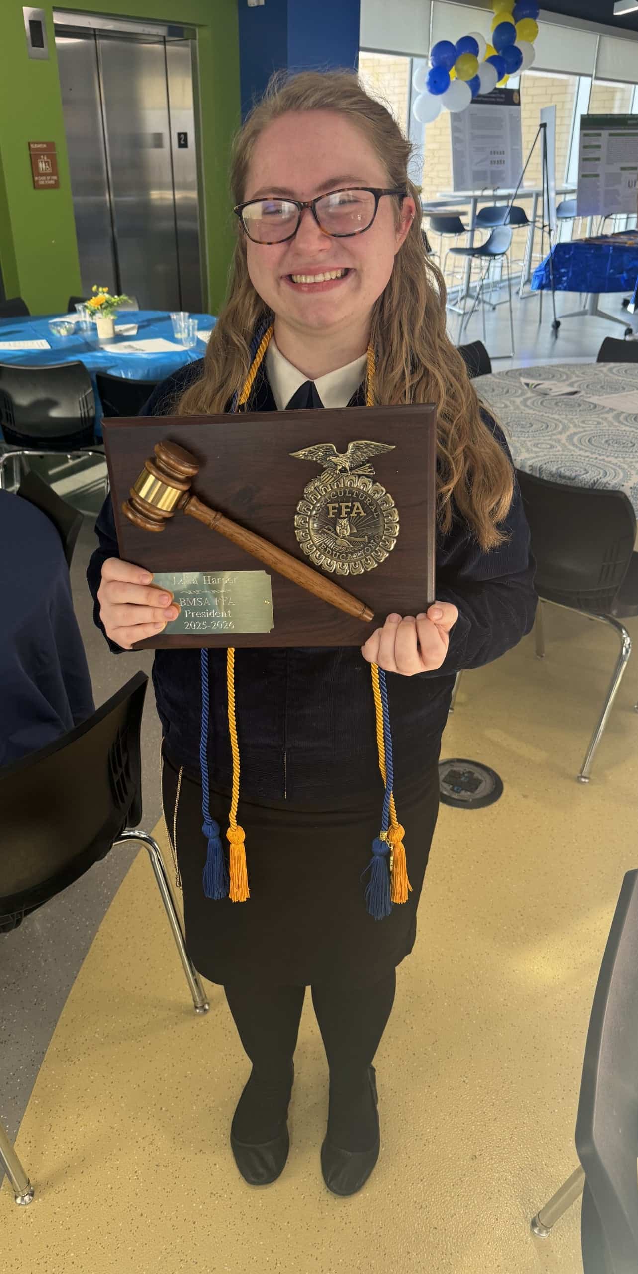 After my chapter banquet where I received my FFA graduation cord and presidential plaque!