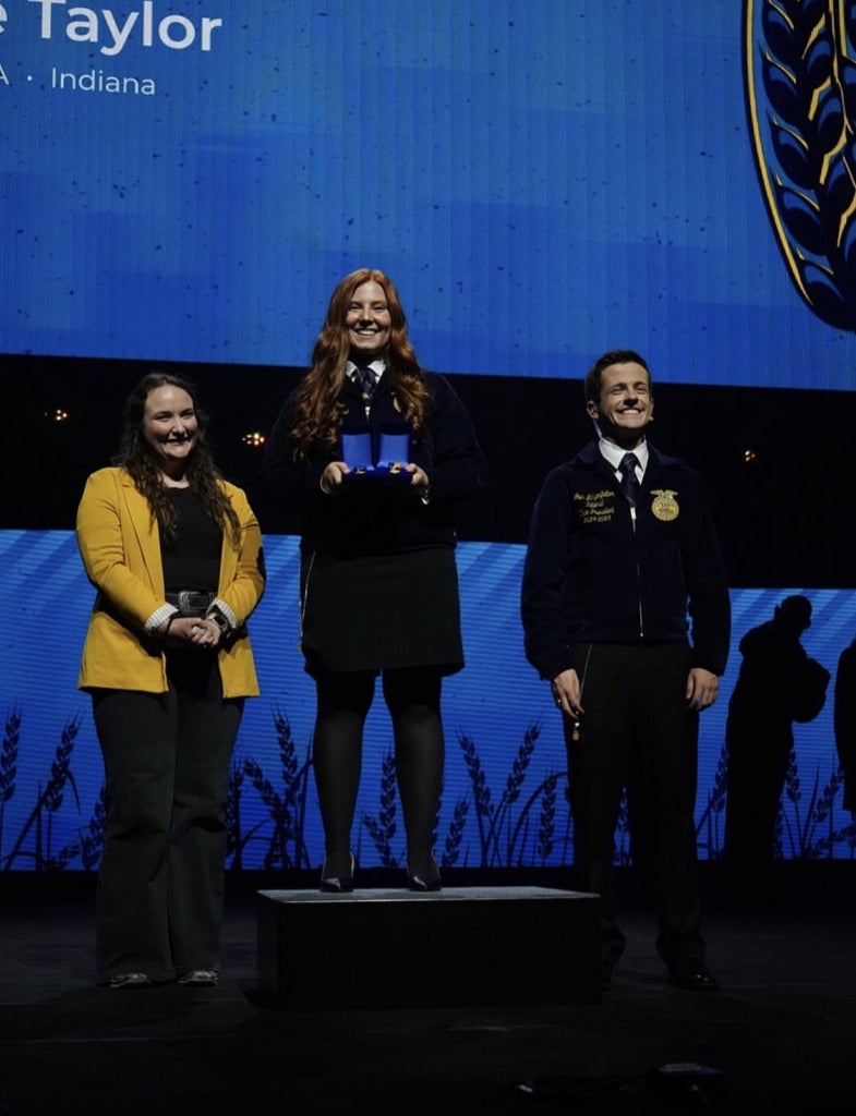 Taylor winning her national proficiency.