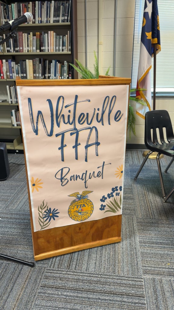 The podium was prepared for the Whiteville FFA Banquet.