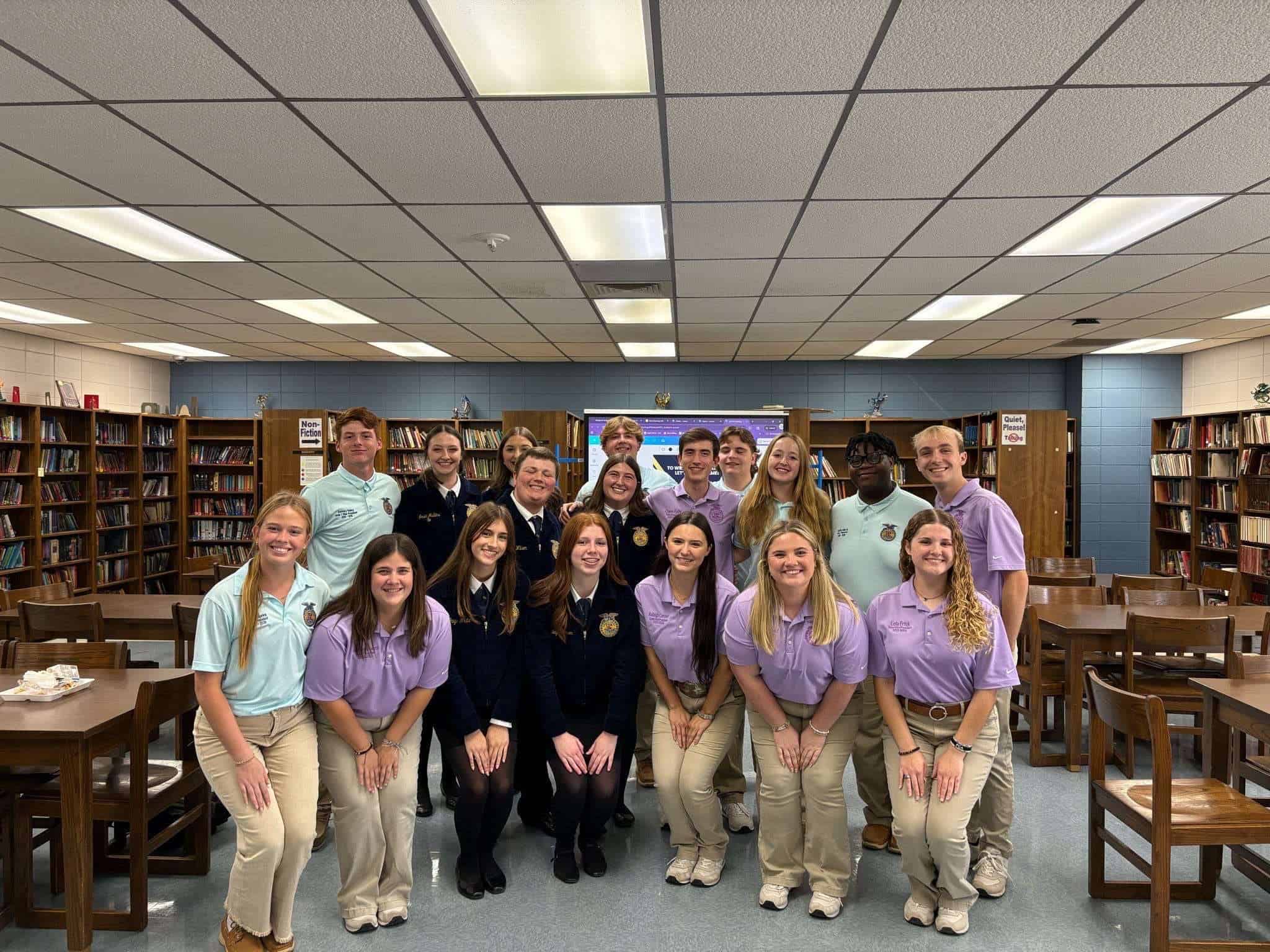 Officers of the Mangham FFA Chapter, along with several Louisiana Area I and state officers.