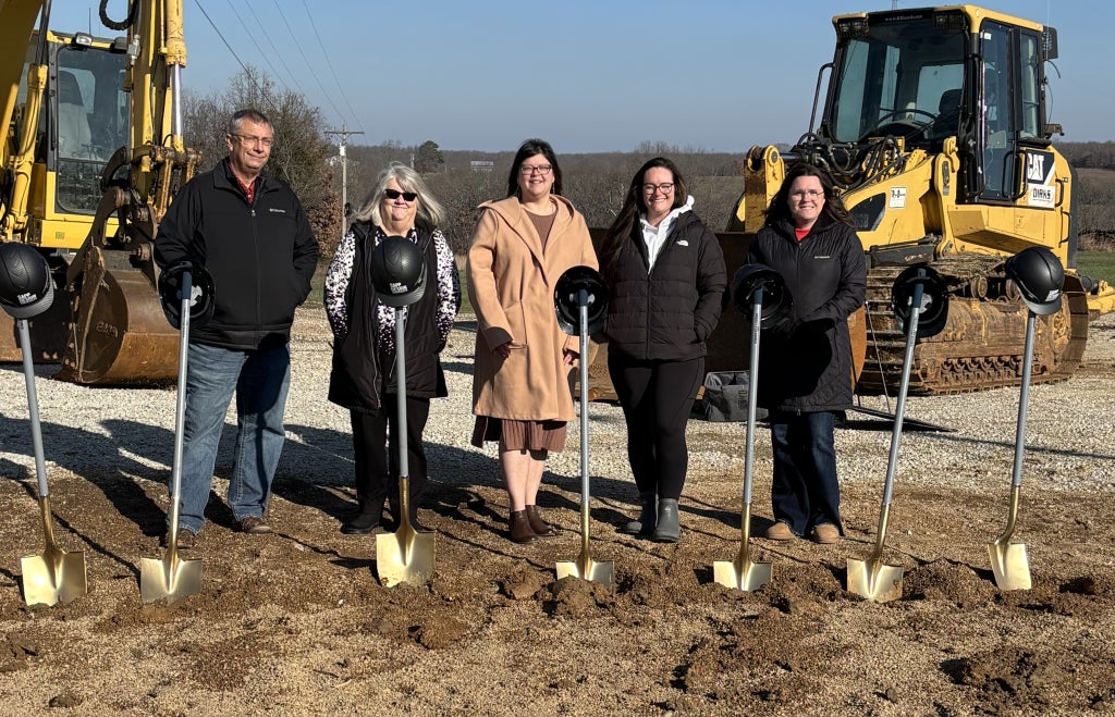 Ms. Fields and her advisory team at the groundbreaking for the new shop. Pictured from left to right: John Spear, Peggy Laue, Joni Fields, Allyson Cline and Jenny Williams.