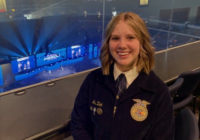 Admiring the view from the press room at the National FFA Convention on the FFA in the USA Reporter tour.