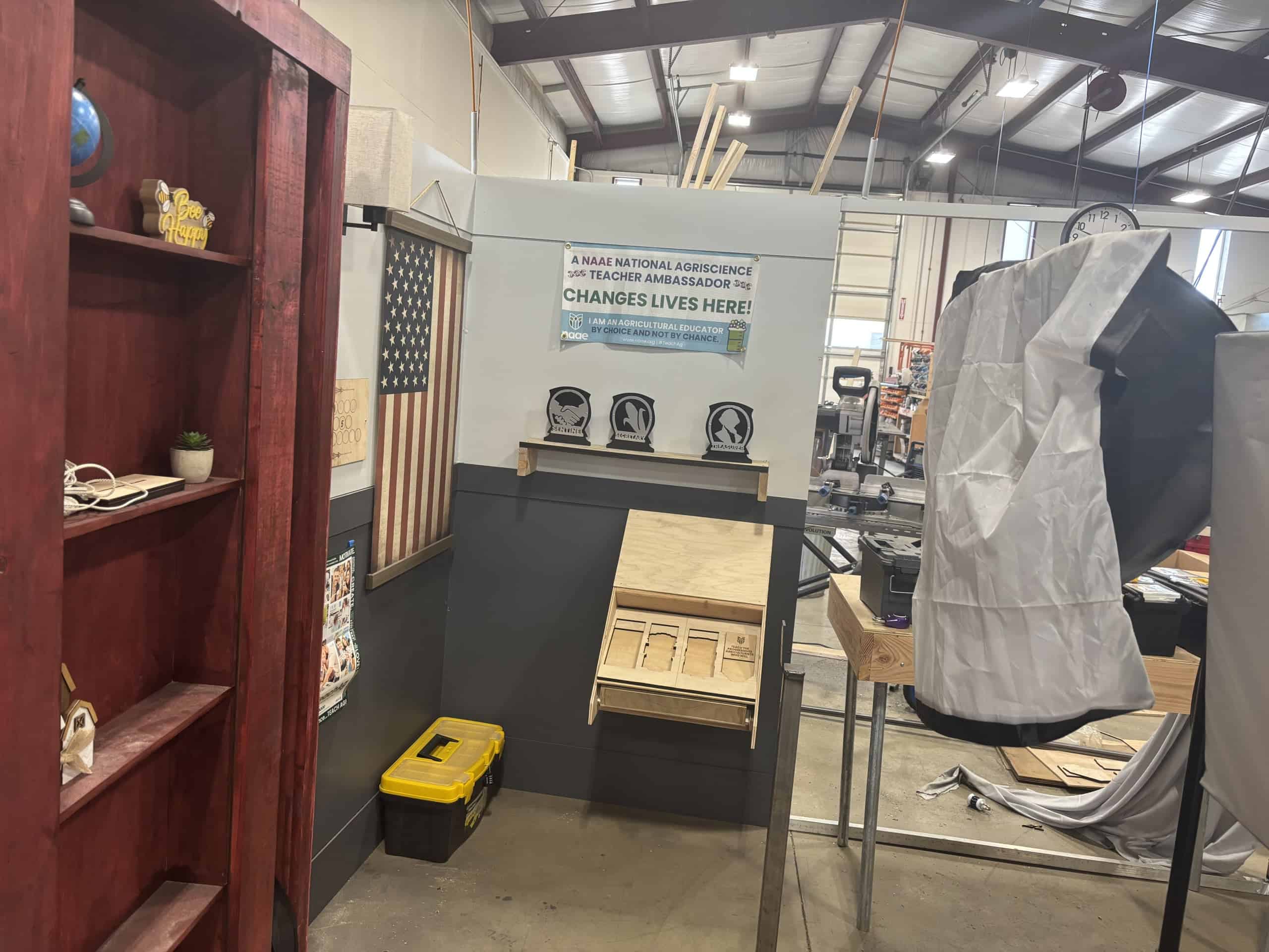 One of the mobile escape rooms under construction.