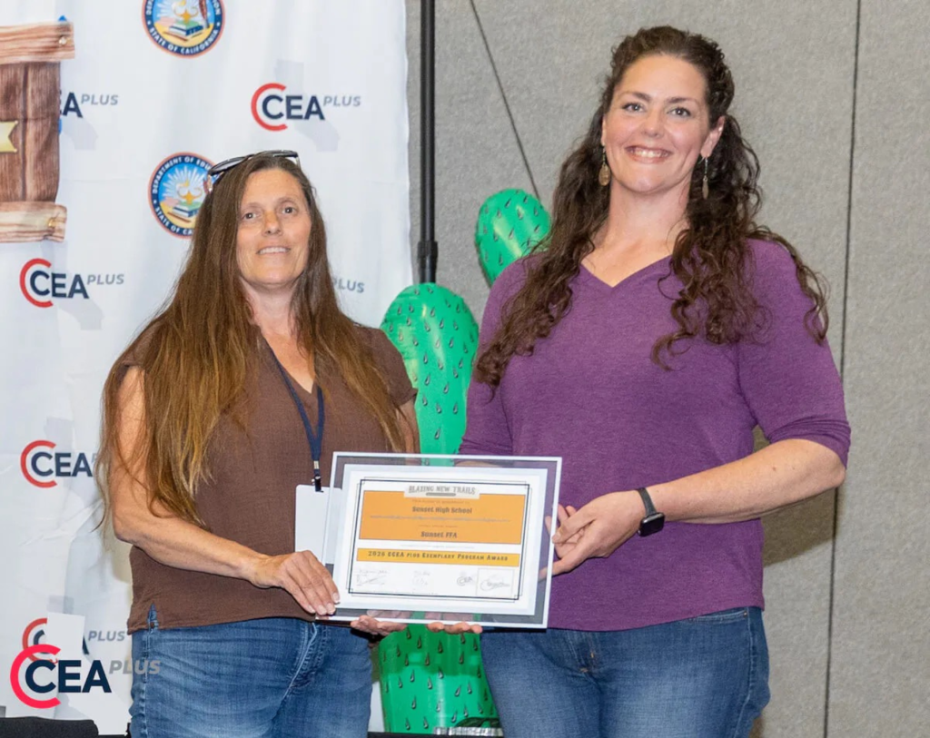 Phillips and Payne after winning the Exemplary Program Award, awarded by CCEA, California Continuation Education Association