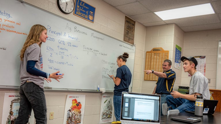 FFA Students Collaborating on Classroom Lesson